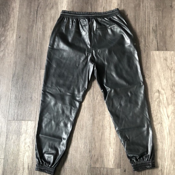 ZARA Faux Leather Joggers, Black, Size M - Picture 3 of 4